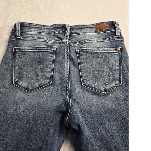 Judy Blue Jean Women 9/29(31x29) Blue Boyfriend Fit High Rise Stretch Distressed - Picture 8 of 8